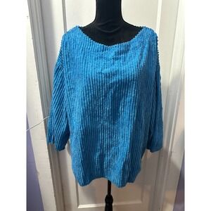 Camelot Fashions Blue Stripped Long Sleeve Sweater in 1X